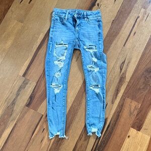 American Eagle Outfitters Ripped Blue Skinny Jeans
